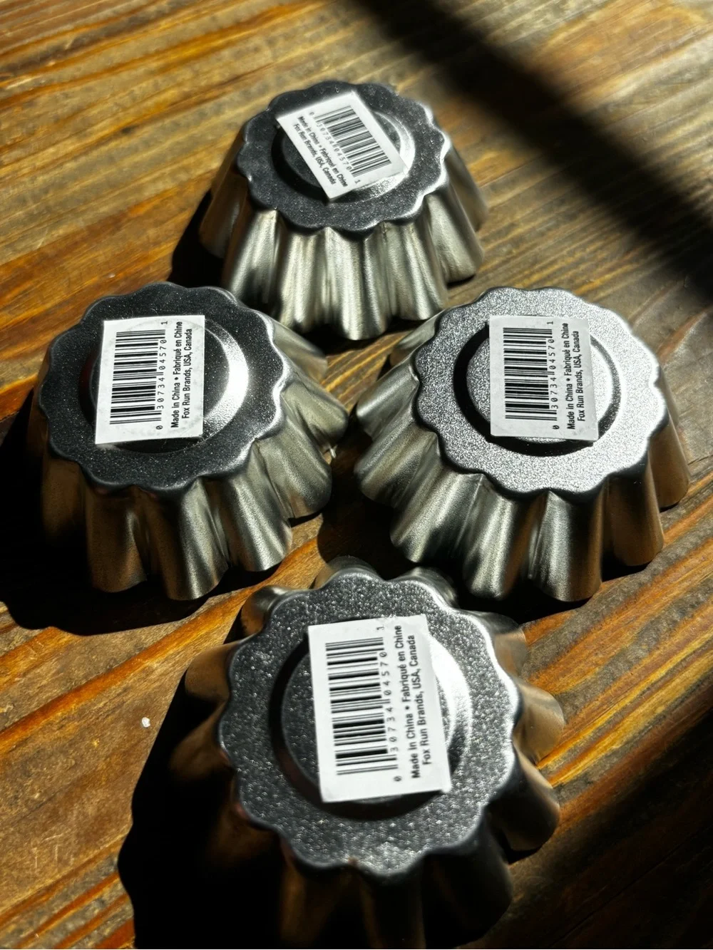 Set of 4 Fluted Metal Tartlet/Mold Cups - Silver